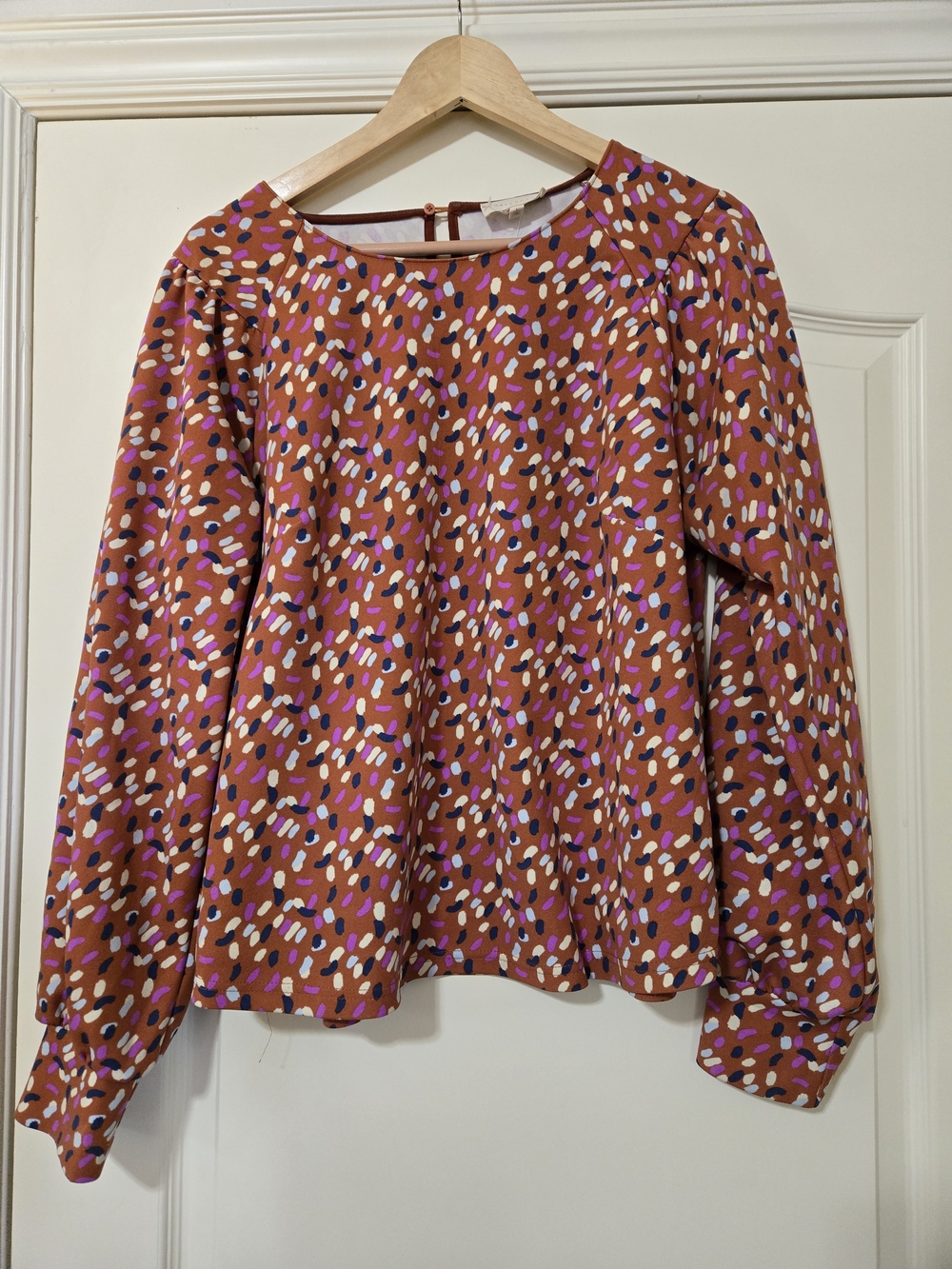MELLODAY Rust Multi Dot-Print Long Sleeve Top